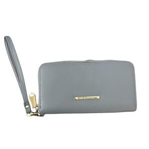 BCBG Generation Blue Zip-Around Wristlet Wallet Faux Leather